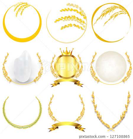 水稻,稻米,秋季,收穫,圖標 水稻,稻米,秋季,收穫,圖標 127108865