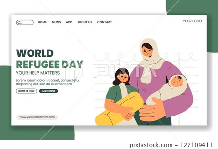 World Refugee Day Social Media Landing Page in Flat Cartoon Hand-Drawn Design World Refugee Day Social Media Landing Page in Flat Cartoon Hand-Drawn Design 127109411