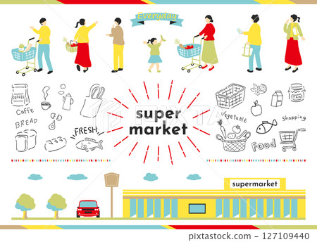 People shopping at the supermarket 127109440