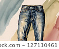 Rough textured vintage jeans 127110461