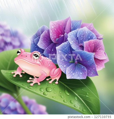 繡球花和青蛙 127110735