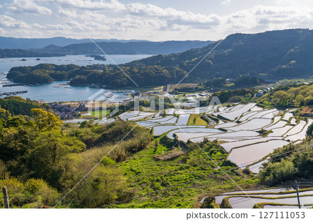 <Saga Prefecture> Rice terraces in Oura and rural scenery overlooking Imari Bay 127111053