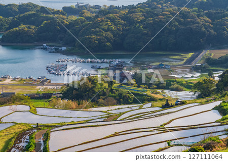 <Saga Prefecture> Rice terraces in Oura and rural scenery overlooking Imari Bay 127111064