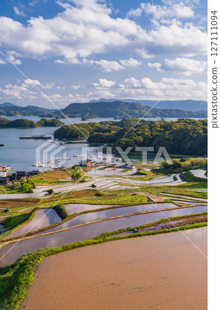 <Saga Prefecture> Rice terraces in Oura and rural scenery overlooking Imari Bay 127111094