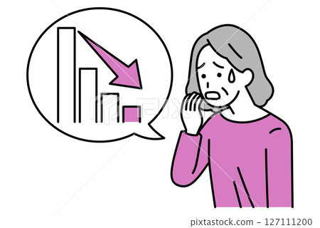 A falling graph and an upset elderly woman 127111200