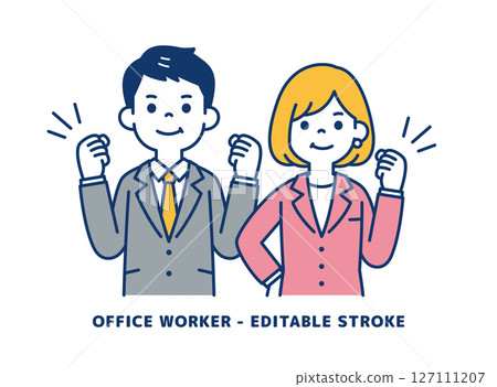 Vector illustration material of businessmen working hard at work_Men and women set Vector illustration material of businessmen working hard at work_Men and women set 127111207
