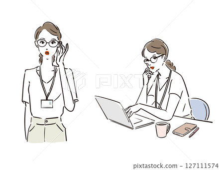 戴著眼鏡的酷商務女人 127111574