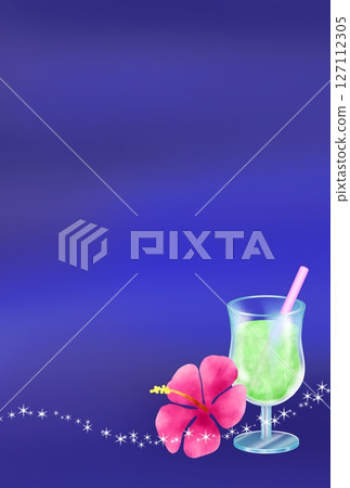 甜瓜汽水和芙蓉花背景E-1 127112305