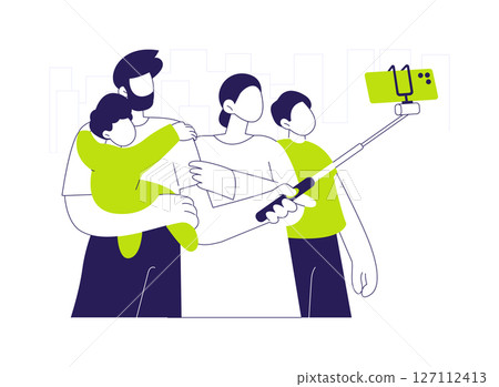 Selfie stick abstract concept vector illustration. 127112413