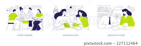 Peer tutoring isolated cartoon vector illustrations se 127112464