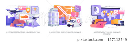 AI Solutions for Crisis Planning abstract concept vector illustrations. AI Solutions for Crisis Planning abstract concept vector illustrations. 127112549