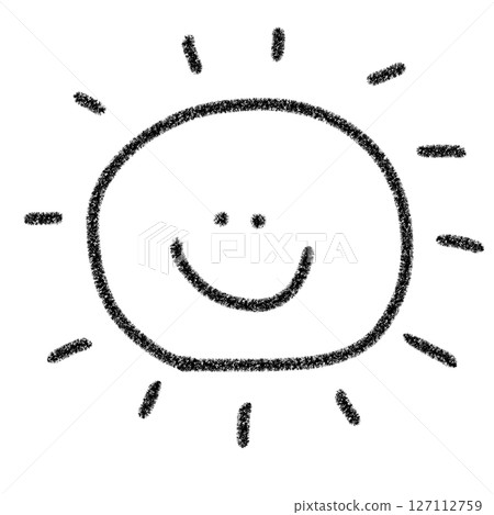 Sun Illustration Icon Cute Hand-drawn Black Bright and smiling design Sun Illustration Icon Cute Hand-drawn Black Bright and smiling design 127112759