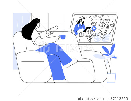 Watching travel blogs isolated cartoon vector illustrations. Watching travel blogs isolated cartoon vector illustrations. 127112853
