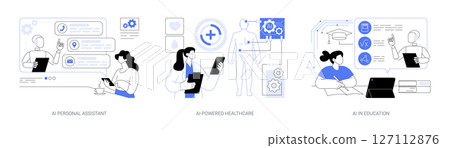 AI in Daily Assistance abstract concept vector illustrations. 127112876