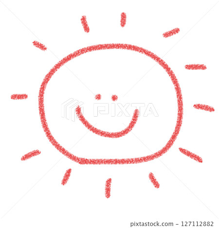 太陽插圖圖示可愛手繪紅色明亮微笑的設計 太陽插圖圖示可愛手繪紅色明亮微笑的設計 127112882