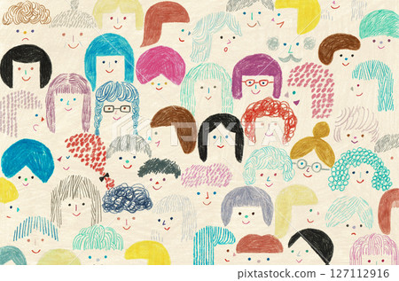 手繪插圖：許多面孔 127112916