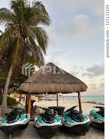 Boats on the beach in Cancun, Mexico 127113105