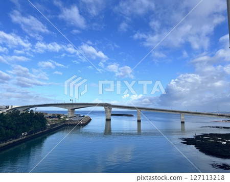 Blue sky and bridge in Okinawa after the rain Blue sky and bridge in Okinawa after the rain 127113218