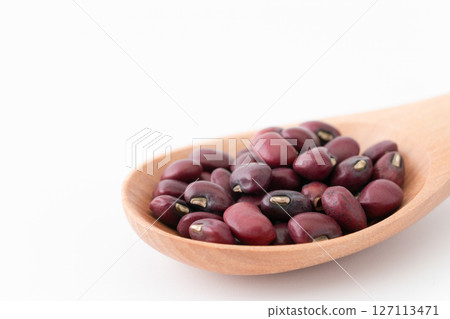 Close-up of black beans on a spoon Close-up of black beans on a spoon 127113471