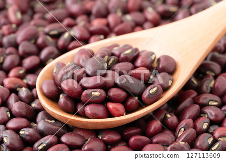 Close-up of black beans on a spoon Close-up of black beans on a spoon 127113609