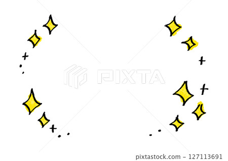 手繪閃閃發光的框架,可愛的黃色閃閃發光的裝飾 手繪閃閃發光的框架,可愛的黃色閃閃發光的裝飾 127113691
