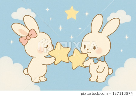 兔子們交換禮物和星星——夢中的兔子系列第二卷 AI 生成 127113874