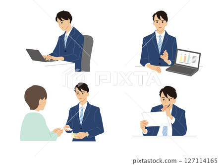 商務場景設定:交換名片、會議、案頭工作 商務場景設定:交換名片、會議、案頭工作 127114165