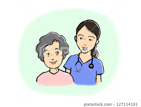 原圖：輔導員為老年人提供支持的場景 127114181