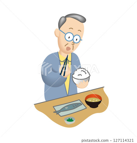 Senior man eating healthy food 127114321