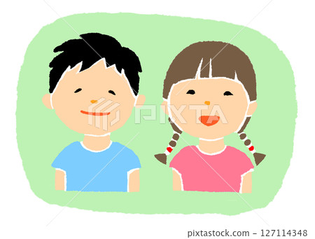 Original rough illustration | Smiling boy and girl 127114348