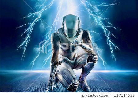A silver android summoned by a mysterious power A silver android summoned by a mysterious power 127114535