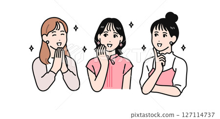 簡單的向量插圖,一位年輕女子微笑著和她的朋友交談 簡單的向量插圖,一位年輕女子微笑著和她的朋友交談 127114737