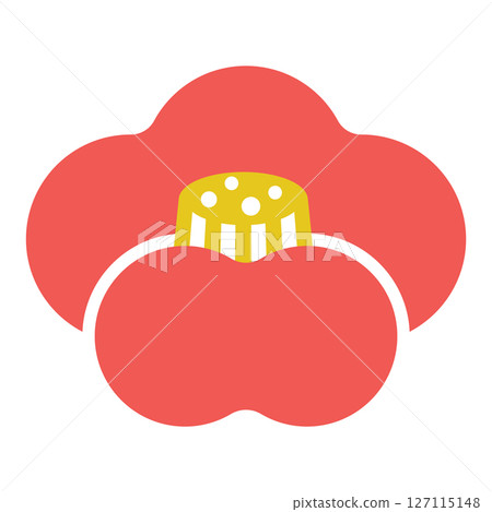 Japanese style icon illustration of camellia flower Japanese style icon illustration of camellia flower 127115148