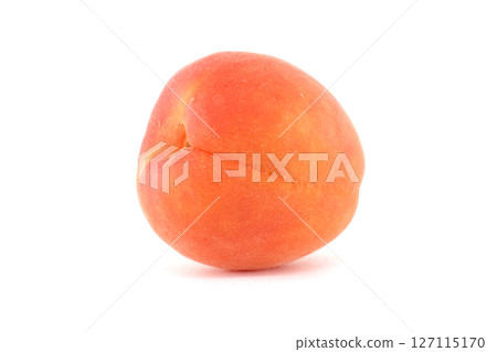 Close-Up of a Fresh Peach on a White Background Isolated Close-Up of a Fresh Peach on a White Background Isolated 127115170