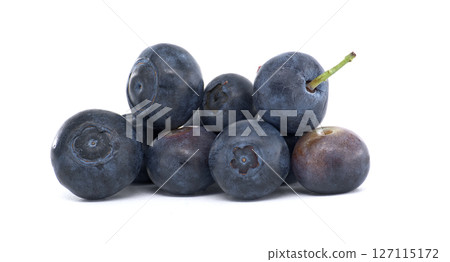 Close-Up of Ripe Blueberries Isolated on a White Background Close-Up of Ripe Blueberries Isolated on a White Background 127115172