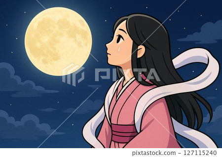 輝夜姬身穿羽毛長袍，仰望天空 127115240