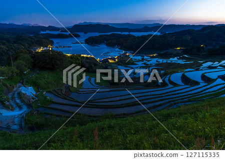 <Saga Prefecture> Rice terraces in Oura and rural scenery overlooking Imari Bay 127115335