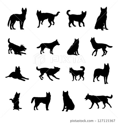 Siberian husky dog silhouettes, Dog silhouette collection Siberian husky dog silhouettes, Dog silhouette collection 127115367