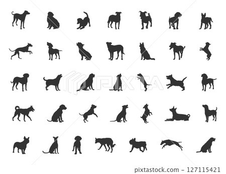 Dog silhouette, Dog silhouette collection, Dog breeds silhouettes, Dog animal SVG, Dogs vector illustration, Dogs icon Dog silhouette, Dog silhouette collection, Dog breeds silhouettes, Dog animal SVG, Dogs vector illustration, Dogs icon 127115421