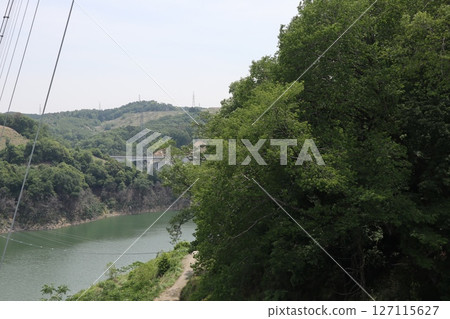View of Dam Park Ibakita in Ibaraki City, Osaka Prefecture, home to Japan's longest suspension bridge View of Dam Park Ibakita in Ibaraki City, Osaka Prefecture, home to Japan's longest suspension bridge 127115627