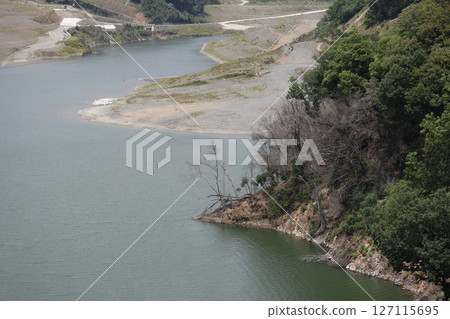 View of Dam Park Ibakita in Ibaraki City, Osaka Prefecture, home to Japan's longest suspension bridge 127115695