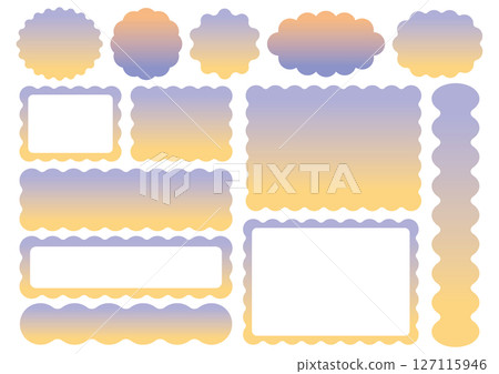 波浪裝飾框素材套裝(橘色×紫色/漸層) 波浪裝飾框素材套裝(橘色×紫色/漸層) 127115946