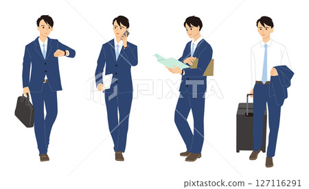 Business scene set: business trip, travel, document confirmation 127116291