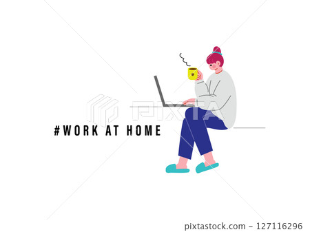 Woman working at remote work 127116296
