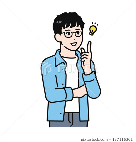 Illustration material of a young man with inspiration 127116301