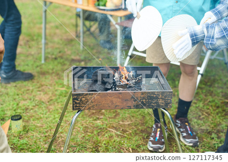 Camping image, camping, outdoor, barbecue, BBQ, family, auto campsite 127117345