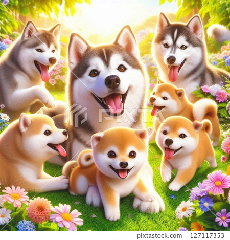 哈士奇和柴犬 127117353