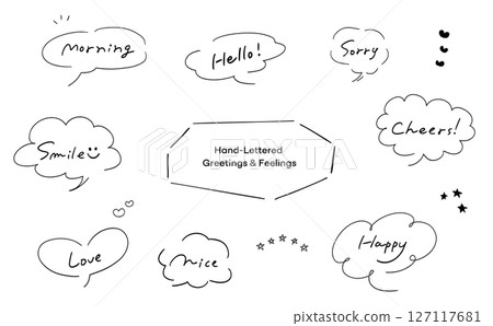 Handwritten greeting text set with speech bubble_English Handwritten greeting text set with speech bubble_English 127117681