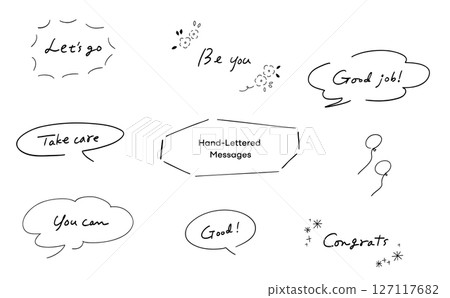 Handwritten message text set with speech bubble_English Handwritten message text set with speech bubble_English 127117682