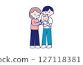 微笑的夫妻安撫嬰兒 127118381